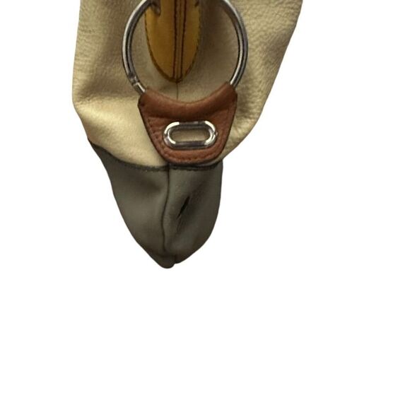 Oryany Color Block Pebble Leather Hobo Bag Boho Beige‎ Grey Silver Hardwear - Picture 3 of 14